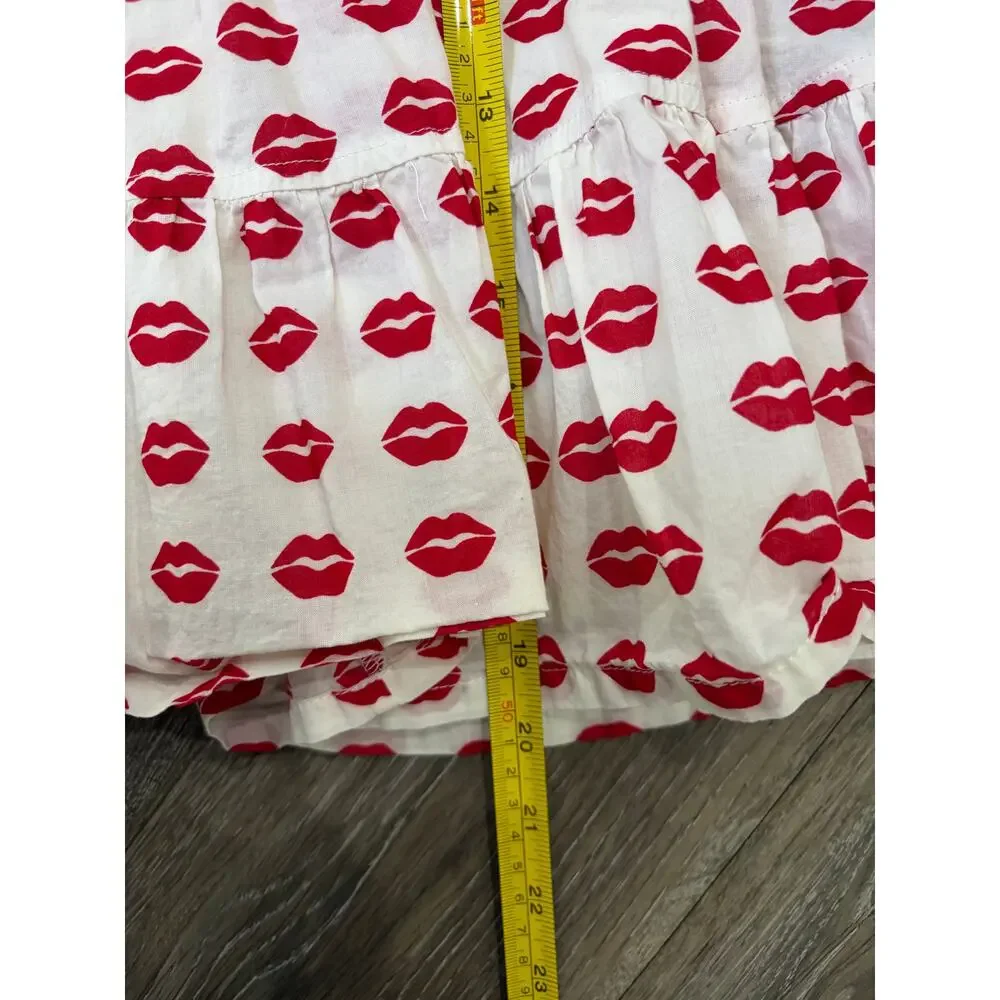Pink Chicken Girls Dress Lip Print Valentine Cottagecore Party 2T
